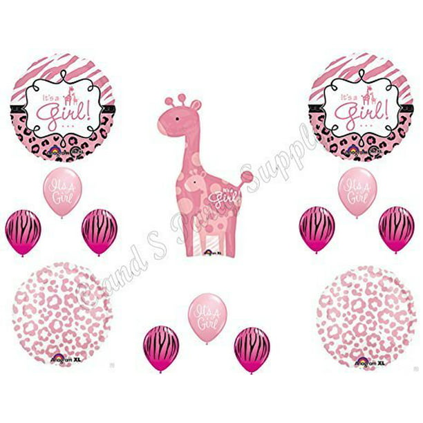 7 pc It's a Boy Sweet Safari Baby Shower Welcome Home Balloon Bouquet Giraffe